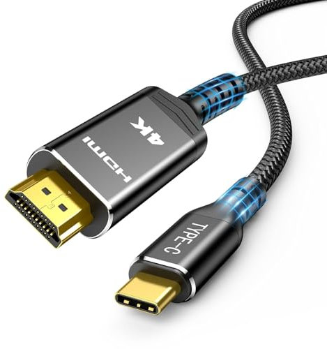 Highwings Cable USB C vers HDMI 1M 4K@60Hz UHD, Câble USB Type C vers HDMI [Thunderbolt 3/4 Compatible] pour iPhone 15 Series, pour MacBook Pro/Air, pour iPad Pro/Air, pour Galaxy S10/S9 etc (Noir)
