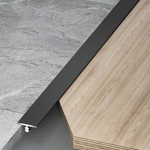 Raouoae Übergangsprofil T-Profil Ausgleichsprofil Aluminium Eloxiert Übergangsschiene 3 Stück 100cm Flach Ausgleichsprofil Abschlussleiste Für Fliesen Laminat/Parkett(Schwarz,Breite: 8mm)