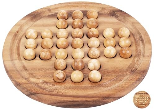 Engelhart – 350470 – Solitaire i trä – Träpussel – 33 kulor – Storlek L – 1 spelare – Från 6 år