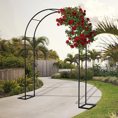 Heavy Duty Metal Garden Arch Trellis for Outdoor Decoration Wrought Iron Archway Stand for Climbing Plants Perfect for Wedding Arches Baby Showers and Bridal Events Brass Finish 180x230cm