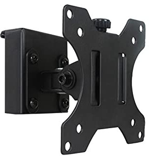 Single Monitor Stand Wall Mounted with Mobile Card Slot Adjustable Monitor Hanger for 13 27 Monitors Holds 4.4 to 14.3 Lbs Swivel and Tilt Functionality