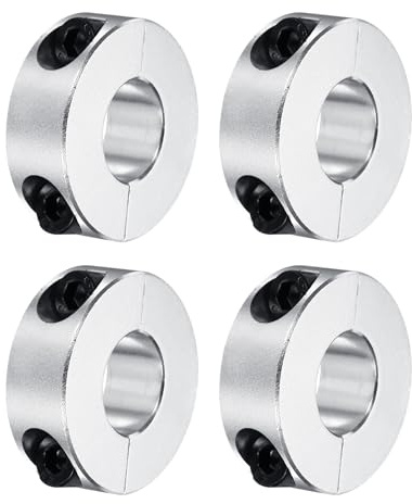 QUARKZMAN Aluminium Stellringe 16 mm Innendurchmesser Doppelt Geteilter Klemmring Silber Wellenring Bohrung Set-Schrauben Klemmringe Tiefenanschlag für Bohrer Auto Robotik 4 Stück