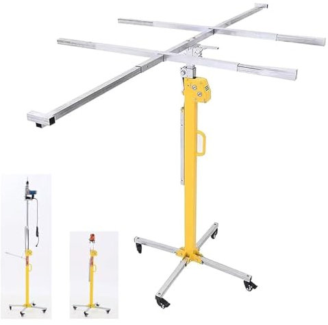 Oracra Plattenheber Trockenbau Gipskarton-Hebebühne mit Elektrohammer und Wasserwaage, Rollbarer Gipskarton-Heber, 3,0/4/5 M Gipskarton-Hebebühne für Decken und Wände(4.5 m(14.7ft))