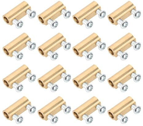 PATIKIL 19x7.8x8.8mm Wire Connectors Nut Terminal, 20 Pcs 20 A Brass Splicing Quick Wiring Connection Terminal Circuit Connector Nut Kit with Screws, Brass Tone