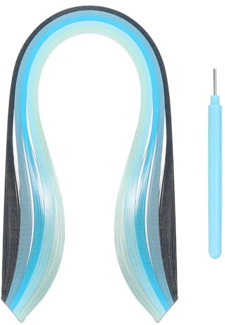 sourcing map Paper Quilling Kit, 15.4 Inch 3mm Paper Quilling Strips with Blue Pen for Beginners DIY Hand Crafts Teaching Tools Flower Decoration(Blue, Pack of 100)