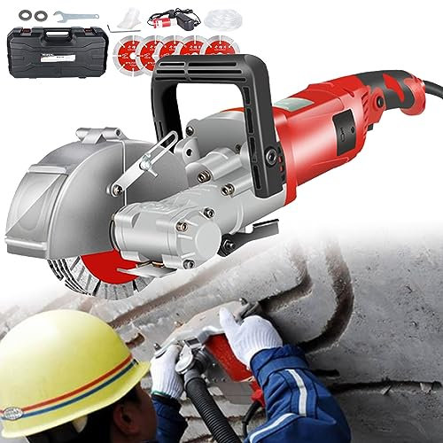 Scanalatrice per mattoni e cemento, scanalatrice elettrica per pareti con 5 lame, macchina per il taglio di scanalature per pareti industriali da 4000 W, velocità a vuoto di 7500 giri/min per granit