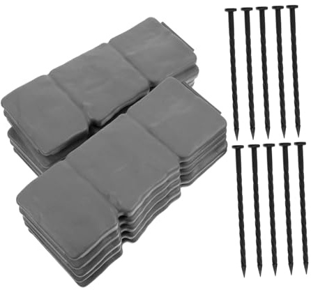 CIYODO 10pièces Bordure De Jardin Plastique avec Clous Décorative pour De Fleurs Effet Pierre Lot