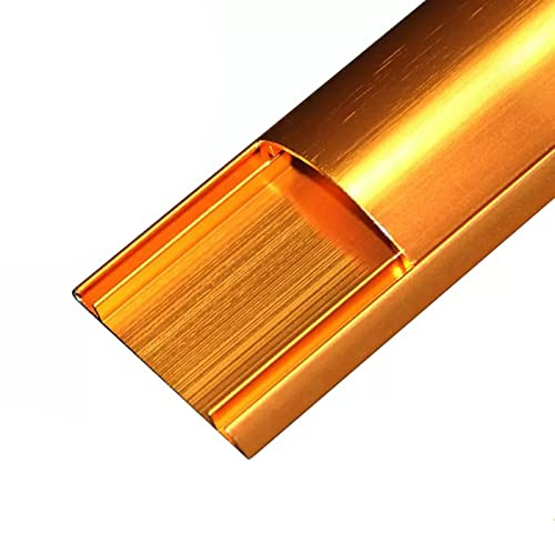 Cable Raceway Wall Adhesive, Metal Cord Covers Management Concealer for Hide Wires Conduit Cables Speaker Lines, Rigid 39 Inches Long Snap-on Organizer (Color : Gold, Size : Width 78mm)