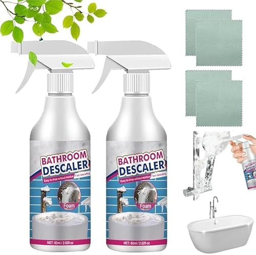 Reiniger für hartnäckige Flecken, Upgrade Multifunktional Duschkabinenreiniger, WC Reiniger Kalkentferner Dusche Stark, Kalkreiniger Extra Stark für Glas Kanalisation Toiletten (2)