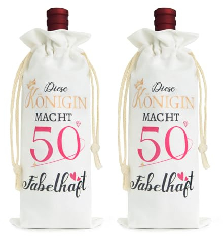 IwIeIaIrI 2 Stück Wein Tasche Geschenke zum 50. Geburtstag für Frauen Männer,50er Geburtstagsgeschenk Weinflasche Geschenkverpackung Geldgeschenkefür Frauen ab 50 Jahre,1975 Flaschentüten Deko