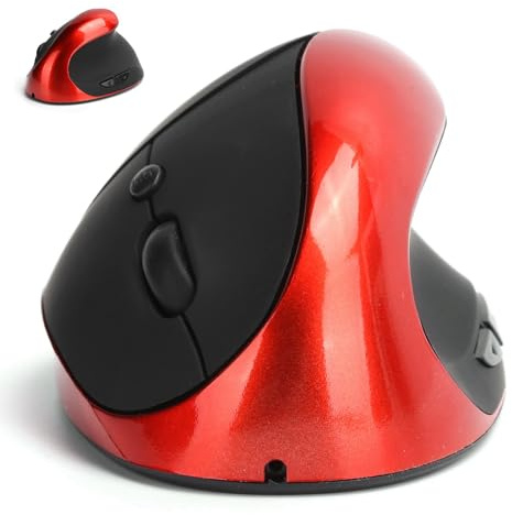 XUMIUZIY Souris Verticale sans Fil, Conception Ergonomique pour Main Droite avec 3 Niveaux DPI 800 1200 1600 pour Ordinateur Portable Winos MacOS (Rouge)