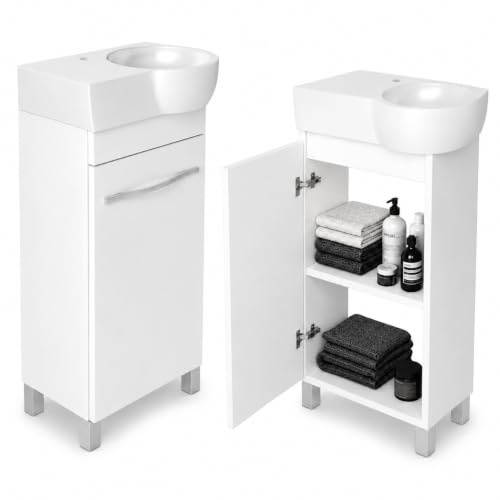 paplinskimoebel - Lavabo con mobiletto da 50 cm di larghezza, mobile sottolavabo Burgos con lavandino, mobile sottolavabo da bagno, armadietto da bagno (bianco)