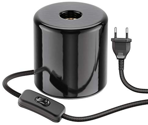ledscom.de Tischlampe TIPO, Schalter, Porzellan, schwarz, 1x E27 max. 300W