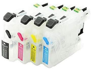 Inkpro 4 wiederbefüllbare Tintenpatronen mit Auto-Reset-Chips LC-121, LC-123 Black Cyan Magenta Yellow mit Auto Reset Chips