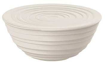 Guzzini - Tierra, Contenitore M con Coperchio in Plastica Riciclata, Ciotola - Bianco Latte, Ø 18xh7,8 cm | 1090 cc - 175003156