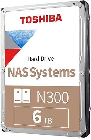 Toshiba 6TB N300 Internal Hard Drive – NAS 3.5 Inch SATA HDD Supports Up to 8 Drive Bays Designed for 24/7 NAS Systems, New Generation (HDWG460UZSVA)