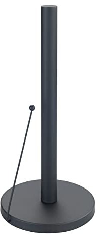 WENKO Küchenrollenhalter Clayton, Küchenhelfer, freistehender Halter für alle gängigen Küchenrollen ideal für die Küche, aus pulverbeschichtetem Metall, Küchenzubehör misst Ø 15 x 33 cm, Schwarz