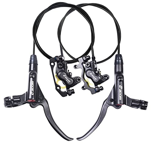 ThinkTop 4 Piston Bike Hydraulic Disc Brake, MTB Bicycle Oil Pressure 4 Piston Driving Brake Caliper, Left (Front) 800/Right (Rear) 1400mm (Black)