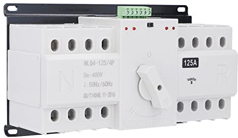 Lwuey Doppio Interruttore di Trasferimento Potenza,AC 400V 4P 125A ATS CB Interuptore a Levetta Commutazione Automatico Alimentazione per Elettricità Municipale Energia Comunale UPS Invertitore Solare