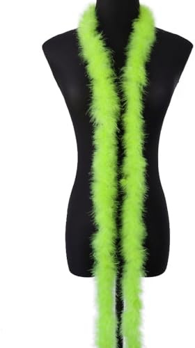 1 x 2m Federboa Truthahnfedern Boa,Flauschige Plüsch-Feder Boa Federstola Federschal Federgirlande für Weihnachtsbaum Hochzeit Basteln Burlesque Karneval Party 20er Jahre Kostüm Deko,ca. 10g Hellgrün