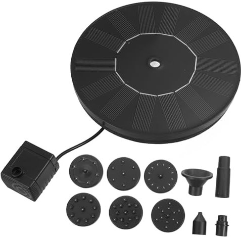 Happyyami Solarbetriebene Schwimmende Springbrunnenpumpe für Pool und Teich Kunststoff 1,7 W Schwarz für Garten und Wasserbecken