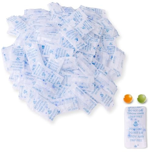 Lens-Aid Sachets Silica Gel 1g x 100 pièces – Déshydratant Réutilisable avec Indicateur Orange/Vert, Anti-Humidité pour Caméra, Aliments, Armoire, Filament 3D, Chaussures