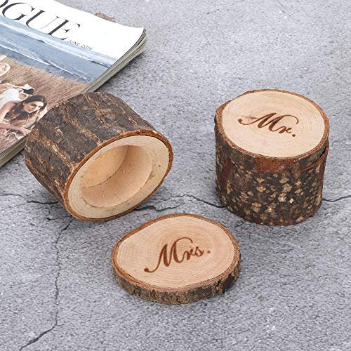BAFOVY Ringbox aus Holz, Holzzweige, Einzigartiger Retro-Ringhalter für Hochzeit, Verlobung, Valentinstag Im Landhausstil oder Hochzeiten Im Frischen Stil (MR&MRS)