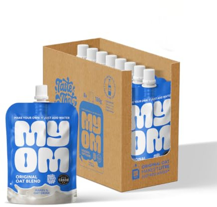 MYOM Oat Milk-Free Drink Premix - Makes 8 Litres - 8 Pouches | Oat Milk- Free Drink Premix, Vitamin D3, B12 & Iodine, Low Sugar, Vegan, Dairy Free & Plant-Based