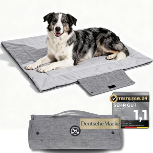 Abby&Ivy Hundedecke für Unterwegs 90x70cm- Faltbare Hundematte & Hundekissen, Waschbar, rutschfest, Outdoor Hundebett für Reisen, Camping, Auto & Büro, Decke für kleine und mittlere Hunde