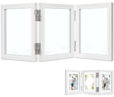 DERJDISF Marco Triple, Marcos de Fotos Multiples Plegable Collage Bisagra Regalo Pared Escritorio Decorar