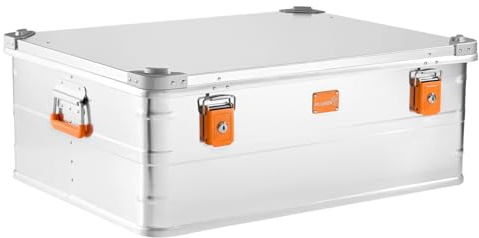 ALUBOX Alukiste abschließbar E241-27 - Premium Aluminium Lagerbox 114 Liter - Deckel mit Aluminium Druckguss Stapelecken und Gummidichtung - inklusive Schlösser - Bodenmaß E241 - Innenhöhe 27cm