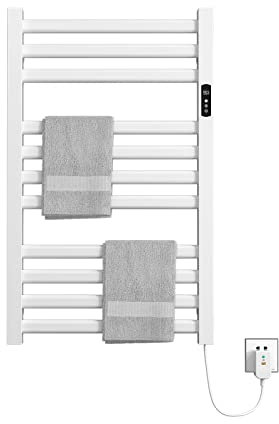 YHJZSM Toallero calefaccionado, Calentador de Toallas eléctrico de Pared para baño con Temporizador Incorporado e indicador LED, tendedero calefaccionado de Aluminio, 400 W