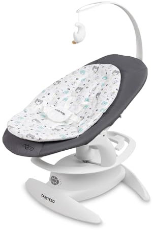 CARETERO - NOCO Baby Rocker - für Babys 0-12 Monate - mit Musik, 360° Drehsitz, verstellbarer Rückenlehne - verschiedene Schaukelmodi & Geschwindigkeiten - Graphit