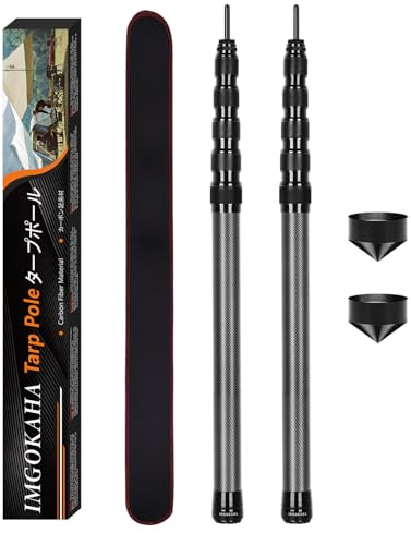 imgokaha kolfiber tältstång 2-pack, teleskopstång för tält och tarp, justerbar kolfiber tältstång 58-240cm - Tarpstänger för tarps och parasoll