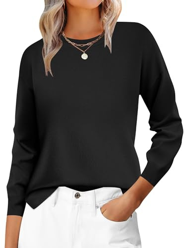 Zeagoo Jersey Mujer Invierno de Cuello Redondo Casual Suéter de Punto Manga Larga Elegante Puente Sólido Otoño Pullover S-XXL