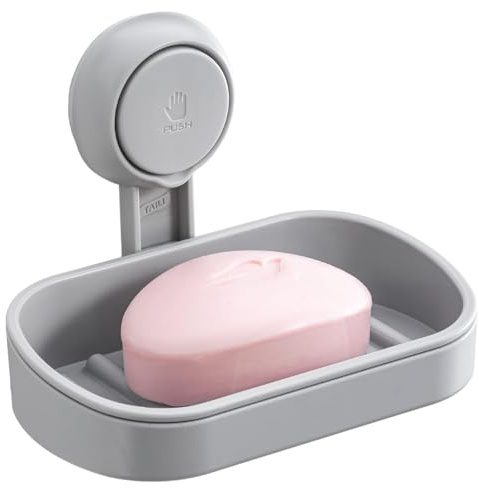 TAILI Jabonera de baño con succión, soporta 3 kg, Gris