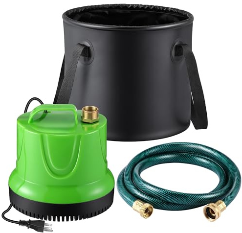 Dreyoo Boat Winterizing Kit and RV Winterizing Kit with 1/6HP Pump, 5 Gallon Pail, 5.9 FT Hose, for Marine Engine, Outboard Motors, RVs, Campers, Winterization Flushing,Antifreeze Not Included (Black)