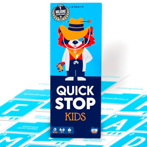 ATM Gaming QUICKSTOP Kids - Gioco di Carte per Bambini e Famiglie - Età 7+ - Da 2 a 7 Giocatori - Divertente e Veloce - Gioco da Tavolo - Italiano