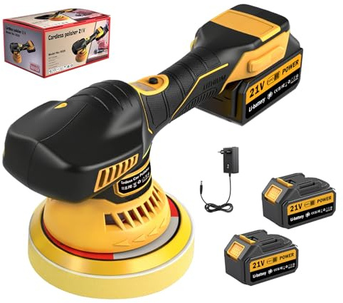 Dibaful Lucidatrice per auto, senza fili, con 2 pezzi, 21 V, 3000 mAh, set di lucidatura, spugna per lucidatura, 6 velocità variabile, 1000 – 6000 RPM