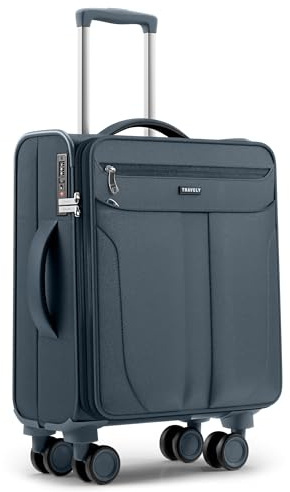 Travely Valigia M in tessuto - Valigia cabina con scomparto per laptop fino a 15,6, 4 ruote e lucchetto TSA - valigia morbida leggera espandibile, idrorepellente
