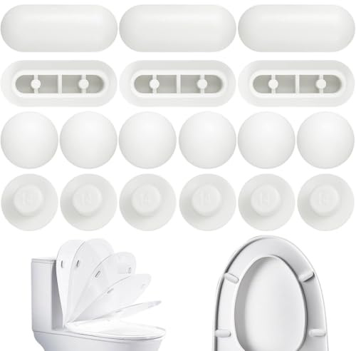 18 Pièces Tampon Abattant WC, Pare-chocs de Siège de Toilette, 12 tampons à anneaux et 6 tampons pour abattant WC