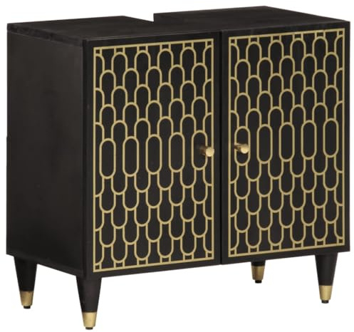 vidaXL Mobile Lavabo da Bagno 62x33x58cm in Legno Massello di Mango, Mobile sotto lavabo, mobili da Bagno, Mobile lavabo con Ante, mobiletto da Bagno