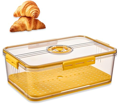 BAIFULAI Panera, caja de almacenamiento de pan, material PET de grado alimenticio, registro de tiempo, caja de almacenamiento de pan con separadores para todo tipo de ingredientes de cocina, 32,5 x