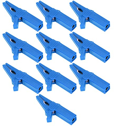 Semme Lot de 10 Pinces de sécurité pour Batterie en Laiton é Robuste, Prise Banane de 4 Mm, Protection Complète, Haute conductivité pour Navires, Camping-cars, Camions, Instruments (BLUE)
