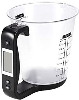 Strumento di misurazione elettronico da cucina Caraffa graduata digitale multifunzione Pesatura da cucina Temperatura Volume Bilancia con display LCD rimovibile Nero per