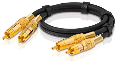 Oehlbach NF 1 Master 100 – Utmärkt analog stereoljudkabel – 2 x RCA/2 x RCA, full metallkontakt, avskärmning – 1 m – svart