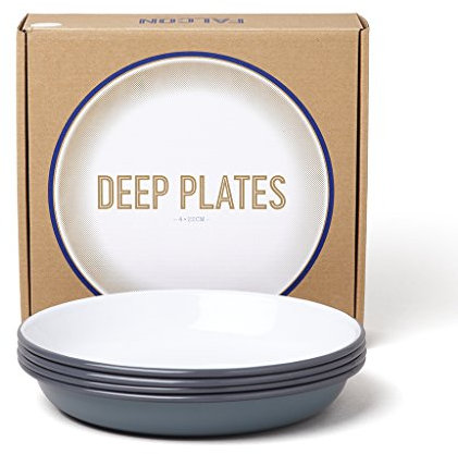 Falcon Enamelware Enamel Deep Plates - Pigeon Grey