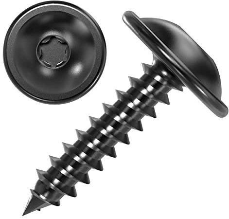 100 AUPROTEC Blechschrauben 3,9 x 16 mm Flachkopf mit Scheibe TORX schwarz verzinkt DIN 7049-3,9 x 16 mm, 100 Stück