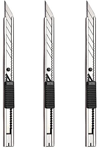 Gebildet 3 Piezas Mano Derecha e Izquierda 9mm Cúter de Cuchillas Angulo de Corte de 30 Grados, Snap-Off de Acero de Carbono Cuchillo, Automático de Vinilo Herramientas
