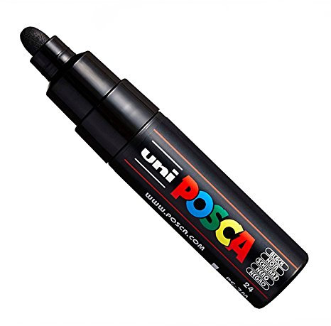 Uni Posca PC-7M, Marker, Kunststift – Großes Kugelspitze 4, 5–5, 5 Mm – 15 Farben Schwarz